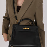 Hermès 1996 Noir Ardennes Kelly Retourne 32 GHW