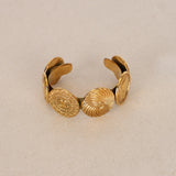 Chanel 1993 Coin Motif Cuff Bangle Bracelet 24K GP