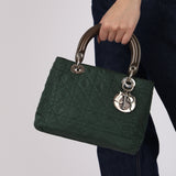 Christian Dior 2000 Deep Green Nylon Medium Lady Dior