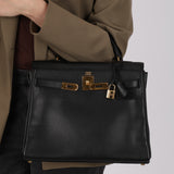 Hermès 1996 Noir Ardennes Kelly Retourne 32 GHW
