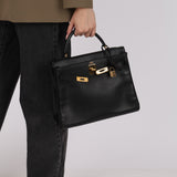 Hermès 1996 Noir Ardennes Kelly Retourne 32 GHW