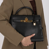 Hermès 1996 Noir Ardennes Kelly Retourne 32 GHW