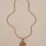 Chanel 70s-80s Medallion Pendant Necklace 24K GP
