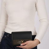 Chanel 2019 Navy Caviar Captain Gold Bar Belt Bag