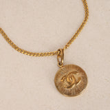 Chanel 70s-80s Medallion Pendant Necklace 24K GP