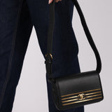 Chanel 2019 Navy Caviar Captain Gold Bar Belt Bag