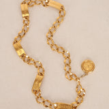 Vintage Chanel Logo Station Plate Chain Belt 24K GP
