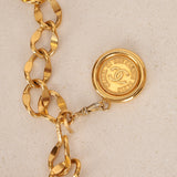 Vintage Chanel Logo Station Plate Chain Belt 24K GP