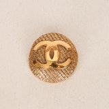 Chanel 1992 CC Oval Woven Brooch 24K GP