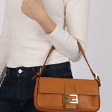 Fendi Cognac Leather Selleria Baguette