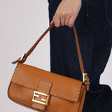 Fendi Cognac Leather Selleria Baguette