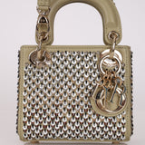 Dior 2022 Sage Calfskin Beaded and Sequins Micro Lady Dior