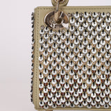 Dior 2022 Sage Calfskin Beaded and Sequins Micro Lady Dior