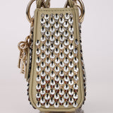 Dior 2022 Sage Calfskin Beaded and Sequins Micro Lady Dior