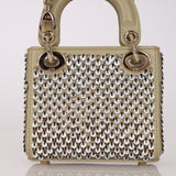 Dior 2022 Sage Calfskin Beaded and Sequins Micro Lady Dior