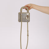 Dior 2022 Sage Calfskin Beaded and Sequins Micro Lady Dior