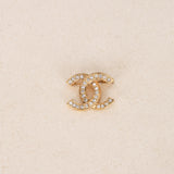Chanel 70s-80s Crystal Embellished CC Brooch 24K GP