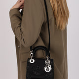 Dior Mini Lady Black Satin Floral Sequin 2011