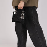 Dior Mini Lady Black Satin Floral Sequin 2011