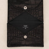 Hermès 2018 Noir Alligator Mississippiensis Calvi Card Case PHW