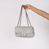 Chanel Medium Single Flap Precious Symbols Silver Embossed 2014 RHW