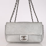 Chanel Medium Single Flap Precious Symbols Silver Embossed 2014 RHW