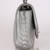 Chanel Medium Single Flap Precious Symbols Silver Embossed 2014 RHW