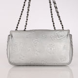 Chanel Medium Single Flap Precious Symbols Silver Embossed 2014 RHW