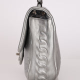 Chanel Medium Single Flap Precious Symbols Silver Embossed 2014 RHW
