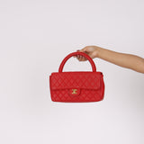 Ultra-Rare Chanel Medium Kelly Parent Flap Red Lambskin 1995 24K GP