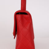 Ultra-Rare Chanel Medium Kelly Parent Flap Red Lambskin 1995 24K GP