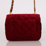 Chanel Mini Square Flap Enamel Chain Burgundy Velvet AGHW
