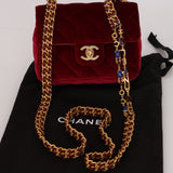 Chanel Mini Square Flap Enamel Chain Burgundy Velvet AGHW
