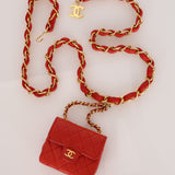 Chanel Micro Belt Bag Red Lambskin 1990s 24K GP