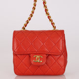 Chanel Micro Belt Bag Red Lambskin 1990s 24K GP