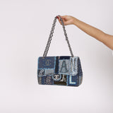 Rare Chanel Jumbo Single Flap Denim Patchwork 2014 SHW