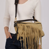 Loewe Sand Beige Suede Fringe Medium Puzzle Bag