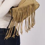 Loewe Sand Beige Suede Fringe Medium Puzzle Bag