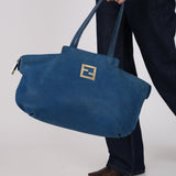 Fendi Royal Blue Nubuck Chain Tote
