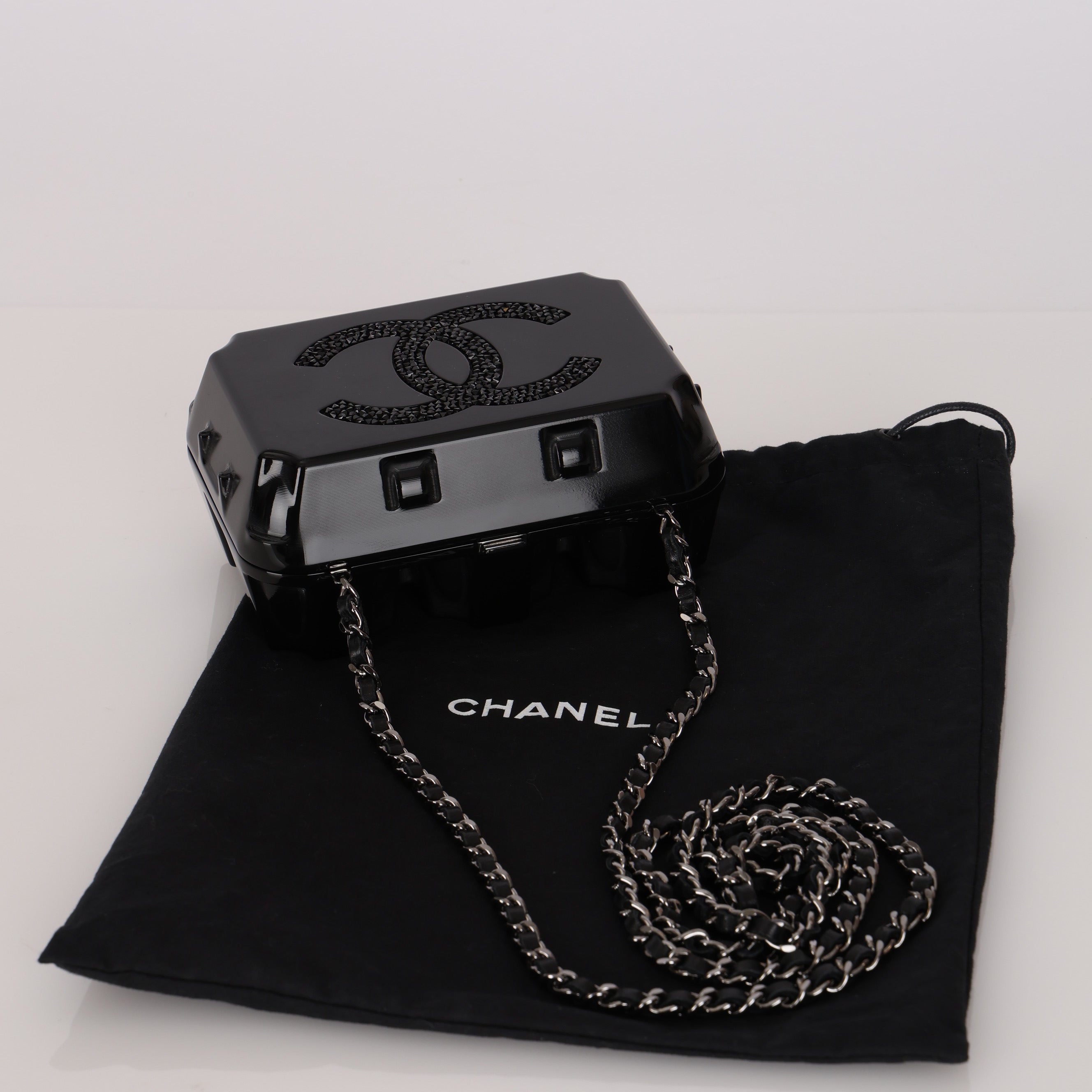 Ultra-Rare Chanel Runway 2014 Plexiglass Egg Carton Jewelry Box on Chain