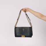 Chanel 2014 Bicolor Crocodile 'New' Medium Reverso Boy Bag BGHW