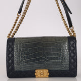 Chanel 2014 Bicolor Crocodile 'New' Medium Reverso Boy Bag BGHW