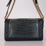 Chanel 2014 Bicolor Crocodile 'New' Medium Reverso Boy Bag BGHW