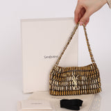 Saint Laurent Light Bronze Crystal Minaudiere Bag