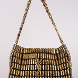 Saint Laurent Light Bronze Crystal Minaudiere Bag