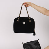 Chanel 2001 Jersey Chevron Camera Shoulder Bag w/ Pouch 24K GP
