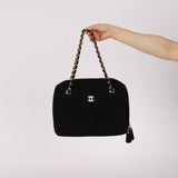 Chanel 2001 Jersey Chevron Camera Shoulder Bag w/ Pouch 24K GP
