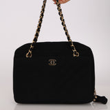 Chanel 2001 Jersey Chevron Camera Shoulder Bag w/ Pouch 24K GP