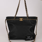 Chanel Chain Stitched Shopping Tote Black Calfskin 2021 AGHW