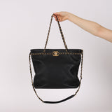Chanel Chain Stitched Shopping Tote Black Calfskin 2021 AGHW